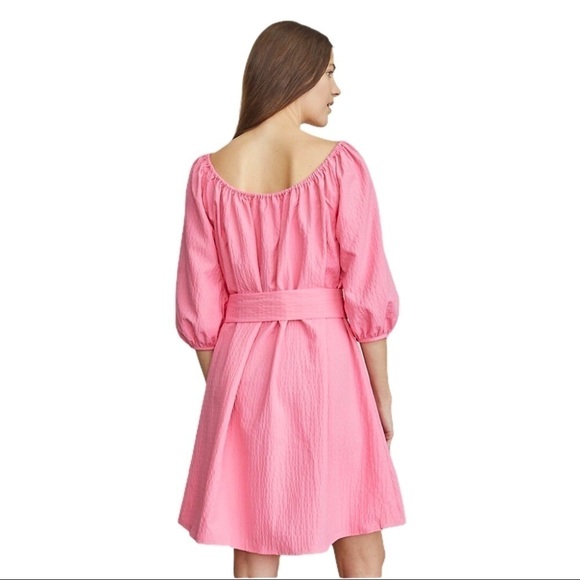 New! Elizabeth and James Bohemian Peasant Barbie Pink Gauzy Oversized Dress - Picture 2 of 12